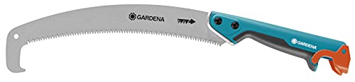 GARDENA 8739-20 ,Sierra curva 300 P para corte óptimo de ramas, gancho de recogida, cromado duro, tope antideslizante, preciso dentado afilado en 2 lados, longitud hoja 300 mm