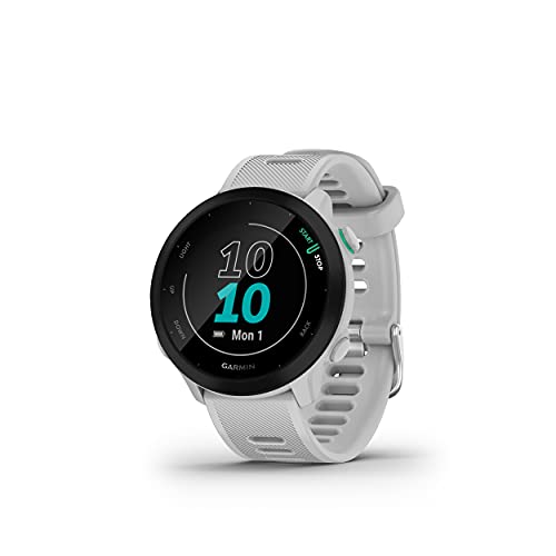 Garmin Forerunner 55 - Reloj inteligente para running con GPS, planes de entrenamiento, notificaciones y seguimiento del bienestar, Blanco