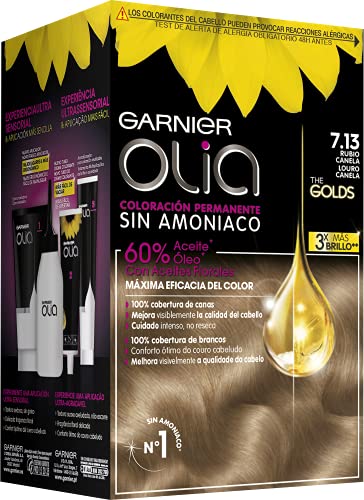 Garnier Olia - Coloración Permanente sin Amoniaco, con Aceites Florales de Origen Natural - Tono 7.13 Rubio Canela