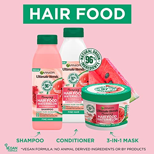 Garnier Ultimate Blends Plumping Hair Food Sandía 3 en 1 tratamiento de mascarilla para el cabello fino 390 ml