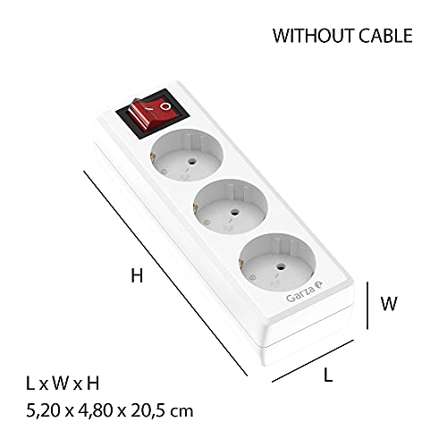Garza regleta enchufes sin cable, blanco, 3 tomas