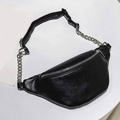 Geagodelia Riñoneras de Moda Bolsa de Cinturón para Mujer Niña Elegante PU Fanny Pack Paquete de Cintura con Correa Ajustable para Viaje Senderismo Festival al Aire Libre (Negro 2)