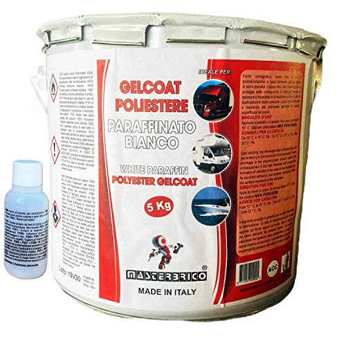 Gelcoat parafinado blanco bicomponente con catalizador 5 kg para náutica barcos Moldes caravanas