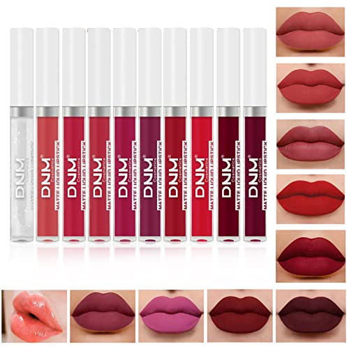 Getervb 10 Colores Juego de Brillo de Labios Mate Larga Duradero Lápiz Labial Líquido Copa Antiadherente Juego de Pintalabios Maquillaje Regalo para Mujer