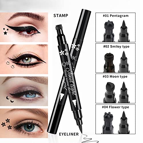 Getervb 4 Piezas Sello Delineador Ojos Waterproof Lapiz Ojos Liquido Negro Delineador Ojos Permanente Herramientas Maquillaje Regalo para Mujer