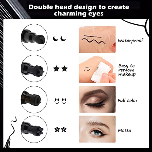 Getervb 4 Piezas Sello Delineador Ojos Waterproof Lapiz Ojos Liquido Negro Delineador Ojos Permanente Herramientas Maquillaje Regalo para Mujer