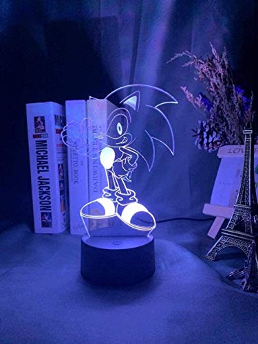 GEZHF 3D Led Night Light Sonic Hedgehog Character Touch Sensor Color-Changing Children’s Night Light Children’s Birthday Table Light -7 Colors Without Remote Control. 3D Printed Fine Quality