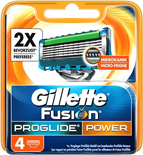 Gillette Fusion ProGlide Power - Cabezal maquinilla de afeitar para hombre, 4 unidades