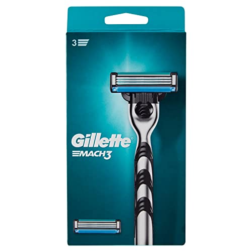 Gillette Mach3 - Maquinilla de afeitar para hombre, 1 mango + 2 cuchillas de repuesto, fabricado con acero de precisión, hasta 15 afeitados por hoja