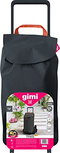 Gimi Tris Urban - Carro de la compra con 6 ruedas, bolsa impermeable 100% poliéster, capacidad 52L, 44,1 x 50,7 x 95,6 cm, color gris