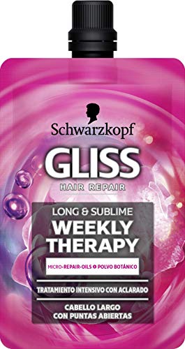 Gliss - Tratamiento Semanal Intensivo Long & Sublime (Pack de 6), Para cabello largo con raíces grasas, Gama protectora