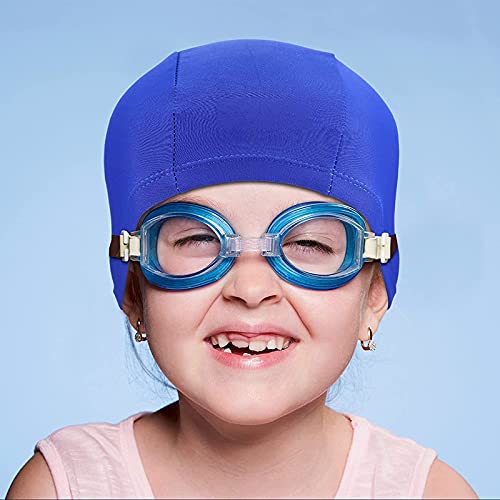 Gloryit 3 Piezas Gorros de Natación de Color Sólido Sombrero de Natación de Tela Poliester Gorro Baño Unisex Ser Aplicable Gorro Protección Antideslizante Oídos para Piscina(Negro,Rojo,Azul Real)