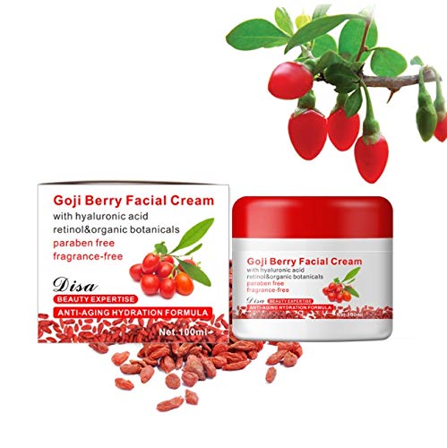 Goji Cream - Delaman Crema Facial Antiarrugas de Multi-efecto, Reafirmante, Crema Hidratante Día/Noche, Acondicionador de la Piel, Chinese Wolfberry Medlar, 100g