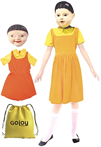 Gojoy shop- Disfraz de Muñeca para Niños Carnaval Halloween (Contiene:Vestido,Mascara y Mochila de Cuerdas.4 Tallas Diferentes.) (atulto talla unica=L)