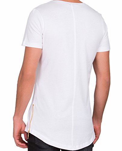 Golden Silver Boy - Camiseta de manga larga para hombre, diseño grande Color blanco (cremallera dorada). XL