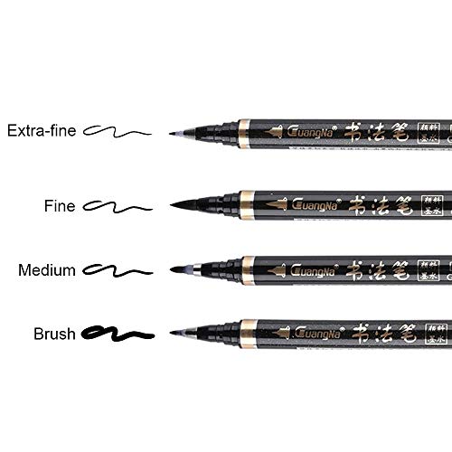 Goldge 8Pcs Pluma de Caligrafía, Pluma de Escritura Pincel Negros Bolígrafos de Tinta de Caligrafía Adecuado para Principiantes Escribiendo,Firma, Diseño Diseño y Dibujo