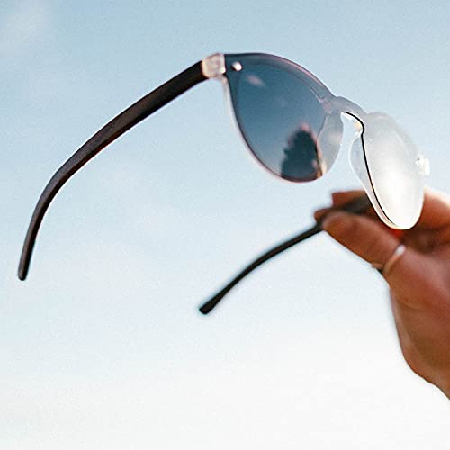 GOWOOD Gafas de sol redondas de madera de ébano para mujeres y hombres con lentes polarizadas oscuras de estilo especial de una pieza