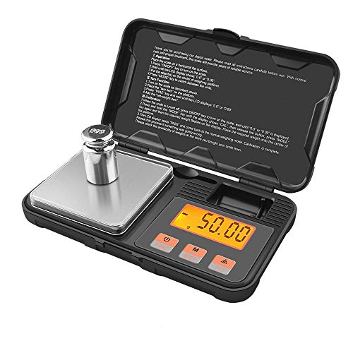 GPISEN Báscula Digitales de Precisión,Balanzas de Portátiles, Báscula de Joyería,con Pantalla LCD,Acompañado por 50g Peso de calibración,Función de Tara, para Cocinar, Café-200g x 0.01g