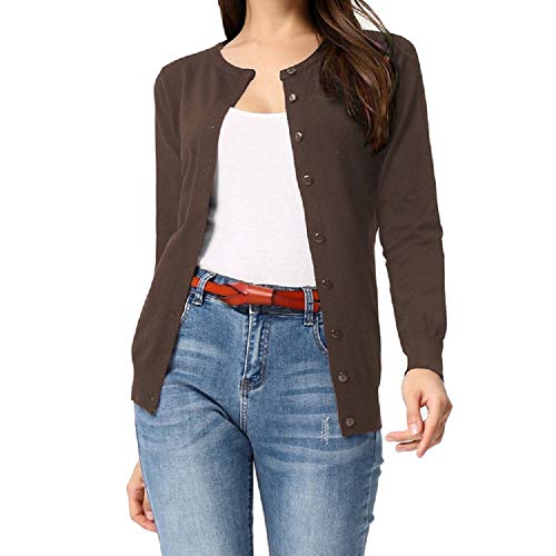 GRACE KARIN Top de suéter para Mujer con Escote Redondo básico Elegante y cómodo Chaqueta Casual marrón XL CLAF1006-11