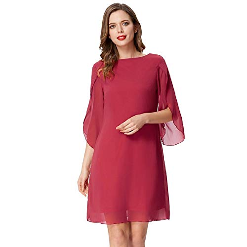 GRACE KARIN Vestido Elegante para Mujer Blusas Escote Redondo Vestido de Gasa para Mujer Primavera Verde Oliva S CL010888-2