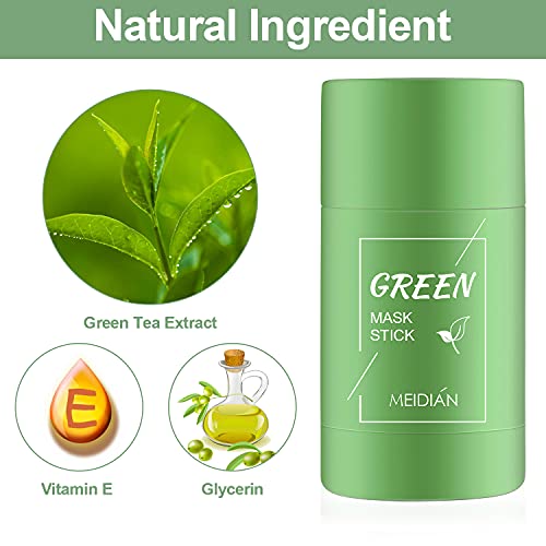 Green Mask Stick, Green Tea Cleansing Mask, Mascarilla de Limpieza Profunda, Controla el Aceite, Elimina los Puntos Negros, Apto Para Mujeres y Hombres de Todo Tipo de Piel