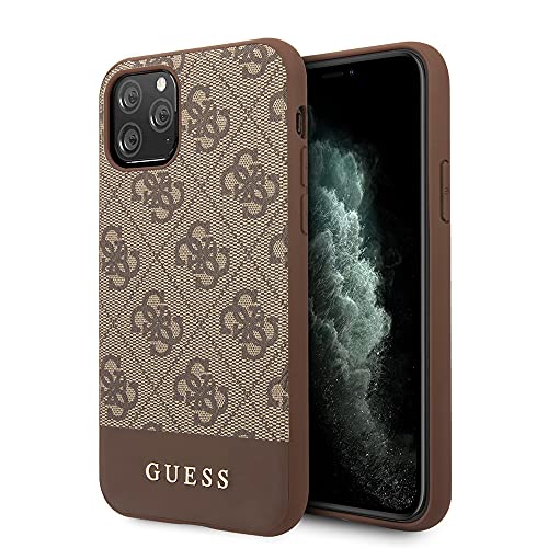 Guess Glitter 4G Stripe Collection - Funda para iPhone 11 Pro MAX, Color Marrón