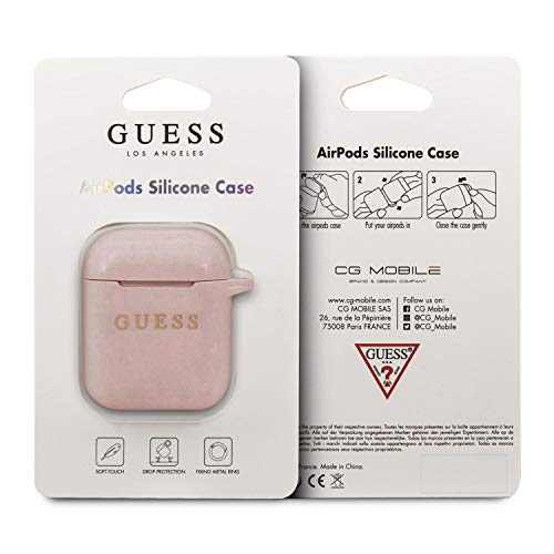 Guess GUACCSILGLLP - Base de Carga para Auriculares inalámbricos para Apple AirPods, Color Rosa