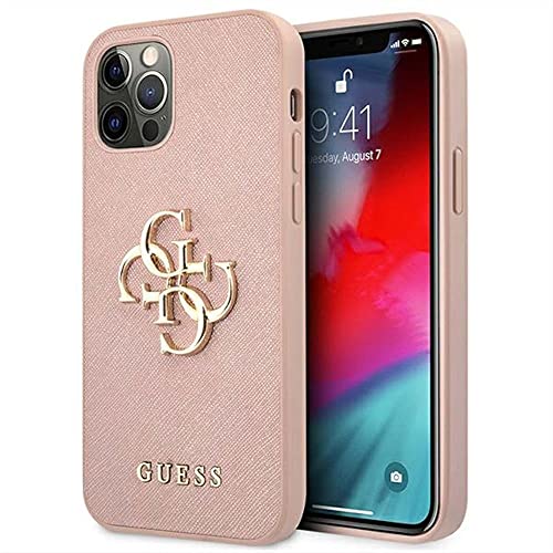 Guess GUHCP12MSA4GGPI - Funda para iPhone 12/12 Pro 6,1", diseño de Saffiano 4G, Color Rosa