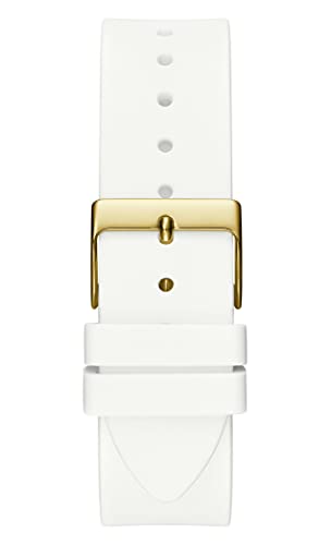 GUESS Women's Stainless Steel Quartz Watch with Silicone Strap, White, 21 (Model: GW0259L1)