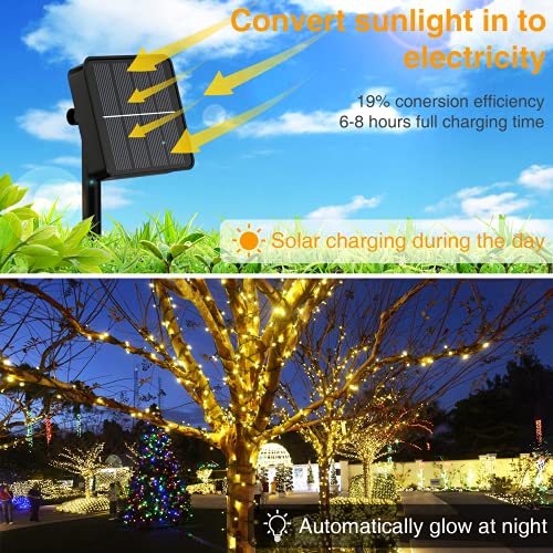 Guirnaldas Luces Exterior Solar, [2 Packs] Litogo Cadena de Luces Solares 8 Modos Guirnaldas Luminosas Solar Impermeable Luces LED Solares para Exteriores Jardines,Fiestas,Bodas,Patio(Blanco Cálido)