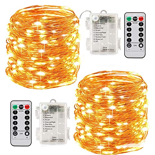 Guirnaldas Luces,2 Paquetes,100 Led 10 Metro,8 Modos,Guirnalda Luminosa(Blanc Chaud)