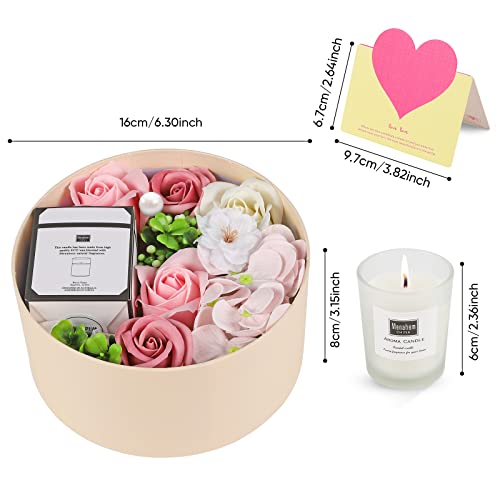 GuKKK Rosa Eterna Caja de Joyería Ramos, Rosa Eterna Caja con Tarjeta de Felicitación y Velas Perfumadas, Caja de Regalo, Caja de Joyería de San Valentín Regalos, para Aniversario, Día de la Madre