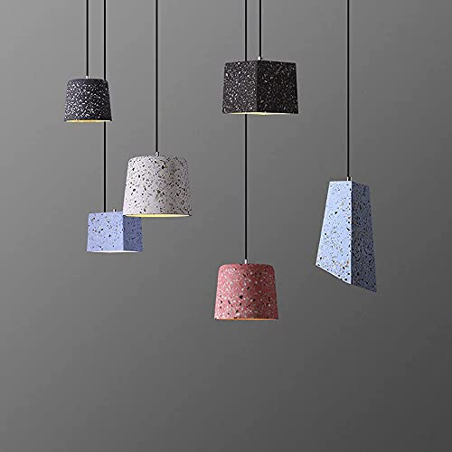 GUOGUOSM Macaron Square Colgante Accesorio De Iluminación LED Moderno Terrazzo Lámpara Colgante Techo Cemento Sombra Luz Colgante Decoración Industrial Candelabro para Comedor Sala De Estar Cafe Club