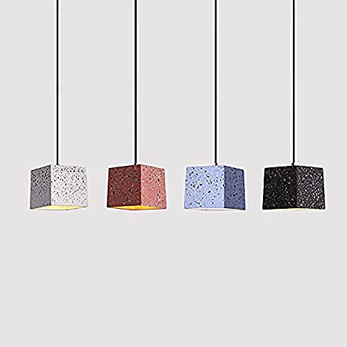 GUOGUOSM Macaron Square Colgante Accesorio De Iluminación LED Moderno Terrazzo Lámpara Colgante Techo Cemento Sombra Luz Colgante Decoración Industrial Candelabro para Comedor Sala De Estar Cafe Club