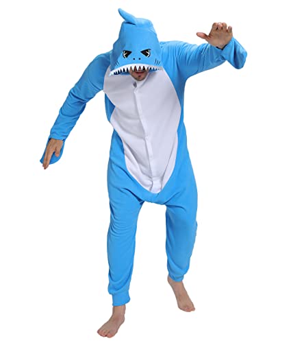 Guturris Pijama Tiburón Adulto Animal Onesie Cosplay Ropa de Dormir One Piece Traje Festival de Carnaval Halloween Disfraces Azul Oscuro M