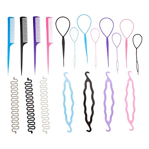 Gwotfy 19pcs Accesorios de Peinado, Set de Diseño de Cabello, cabello diseño Accesorios Hacedor Braid Cabello Trenzado Peinado Clip DIY para las niñas