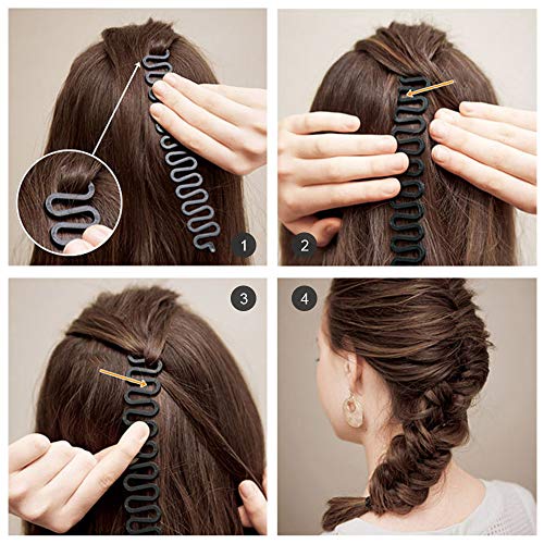 Gwotfy 19pcs Accesorios de Peinado, Set de Diseño de Cabello, cabello diseño Accesorios Hacedor Braid Cabello Trenzado Peinado Clip DIY para las niñas