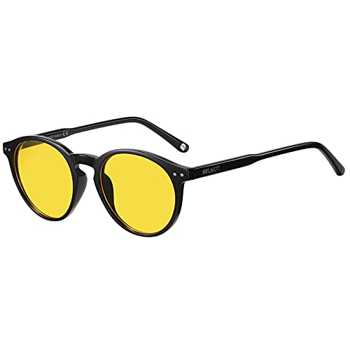 H HELMUT JUST Gafas De Sol para Hombre Mujer Aviador Polarizadas Espejo Para Conducir Viajes HJ1302 (Nergo/Conduir de Noche)