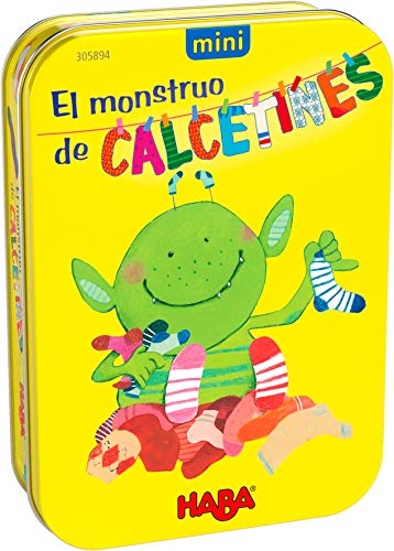 HABA 305894 - El Monstruo de los Calcetines, versión Mini, Juego de reacción a Partir de 4 años