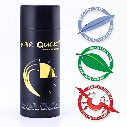 Hair Quicky® Premium Hair Fibers, fibras de pelo, construcción de pelo espesante de cabello, en caso de alopecia calvicie caída del pelo o cabello ralo, natural queratina | 28g | castaño claro