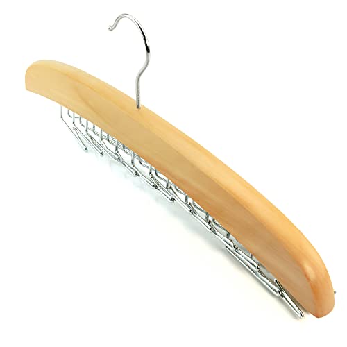 Hangerworld Percha Corbatero 24 Corbatas Madera Premium Ahorra Espacio Ganchos de Metal Organizador