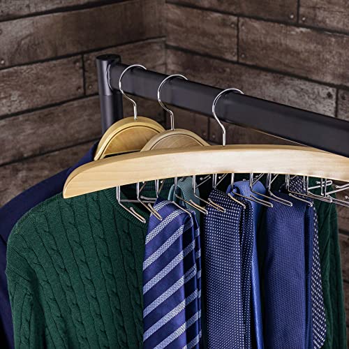 Hangerworld Percha Corbatero 24 Corbatas Madera Premium Ahorra Espacio Ganchos de Metal Organizador