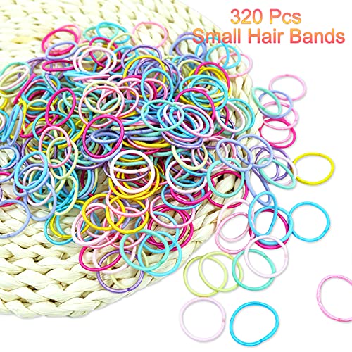 Hanyousheng Gomas del Pelo, Gomas de Pelo Pequeñas, 320 Piezas Gomas Pelo Niña, 2.5 cm Multicolor Elástico Gomas Pelo, Banda de Goma para Coleta, Lazos de Pelo Banda Elástica para Bebé Niña