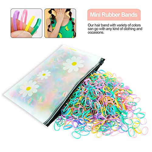 Hanyousheng Gomas Pelo, Gomas Pelo Pequeñas, 1200 Piezas Gomas Pelo Niña, Gomitas Pelo Multicolor, Gomas Trenzas, Gomas Pelo Bebe, Mini Gomas de Pelo Mujer, Uso para Trenzas de Niñas