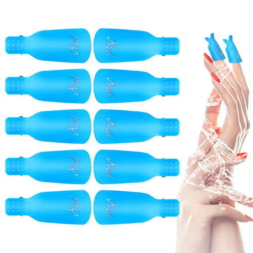 Hanyousheng Pinzas Uñas Quitaesmalte, 10 Piezas Pinzas Manicura Semipermanente, Acrylic Nail Art Clip ​Removedor, Azul Soak Off Clip Cap, Polish Remover Wrap Tool para Quitar el Esmalte de Uñas