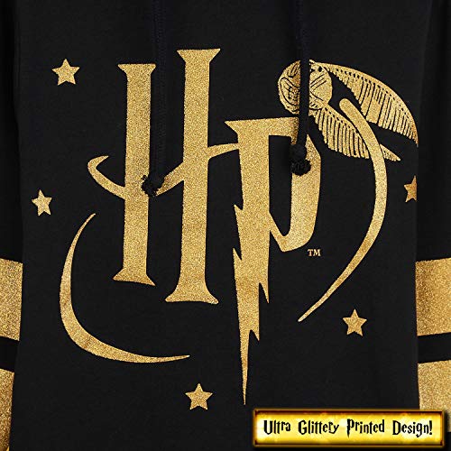 HARRY POTTER Sudadera Niña, Ropa para Niña de Algodon 100%, Sudadera Negra con Capucha, Regalos Niñas y Adolescentes Edad 5-14 Años (Negra, 11-12 años)