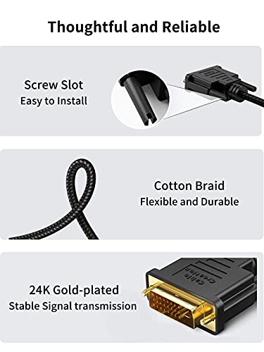 HDMI a DVI, CableCreation 6.6 pies Varón de HDMI a DVI (24 + 1) Cable Masculino, Chapado en Oro HDTV a DVI, Ayuda 1080P, 3D, 2M / Negro