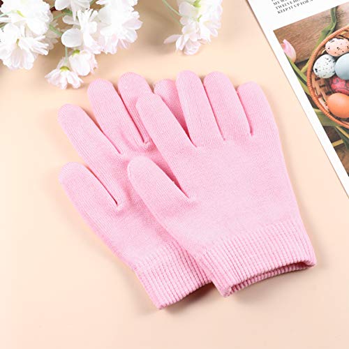 Heallily Guantes Hidratantes 2 Pares de Guantes Hidratantes de Gel Guante de Terapia de Gel para Manos Secas Y Agrietadas Tratamiento de Pies para Mujeres Niñas (Rosa)