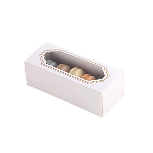 Hemoton 20 Piezas Macarons Caja, Rectangular Macaroon Cajas de Embalaje con Ventana Transparente, 5 Macaron Container para Galletas Pasteles Donas Dulces y al Horno, 6.1×2.5× 2 Pulgadas