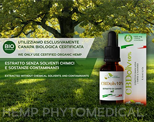 Hemp Phytomedical Cbdoliv 10% Aceite de Cáñamo CBD hemp oil 100% Natural Hecho in Italia